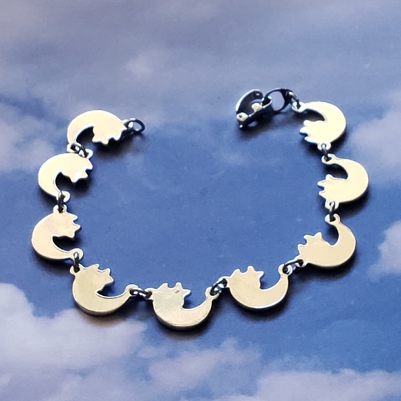 ABALONE Inlay Shell Moon and Star Bracelet,Anklet Paua Shell Link Bracelet - Picture 3 of 5